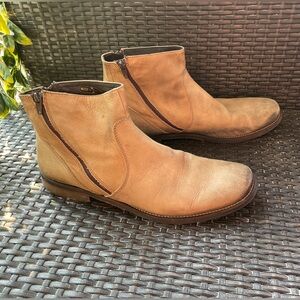 Rossini Leather Italian Made Chelsea Boots Men’s Tan Double Zipper US 13 Ankle